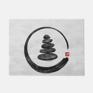 Paillasson Cercle Zen Enso et pierres Zen - Aquarelle