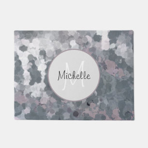 Paillasson Cercles gris rose moderne Personnalisation géométr