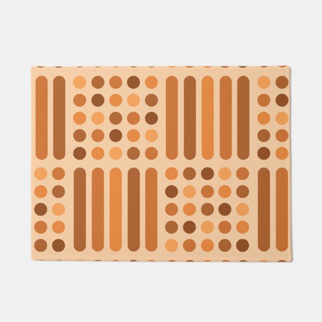 Paillasson Cercles modernes du milieu du siècle Lignes orange (Devant)