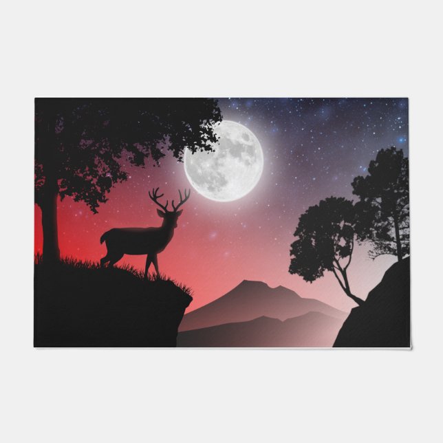 Paillasson cerf sous la lune rouge (Devant)
