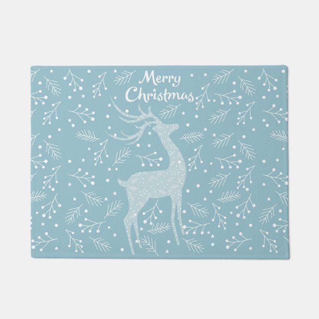 Paillasson Cerfs communs et flocon de neige de Noël (Devant)