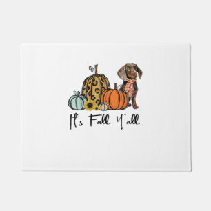 Paillasson C'est automne Y'all Jaune Dachshund Chien Leopard 