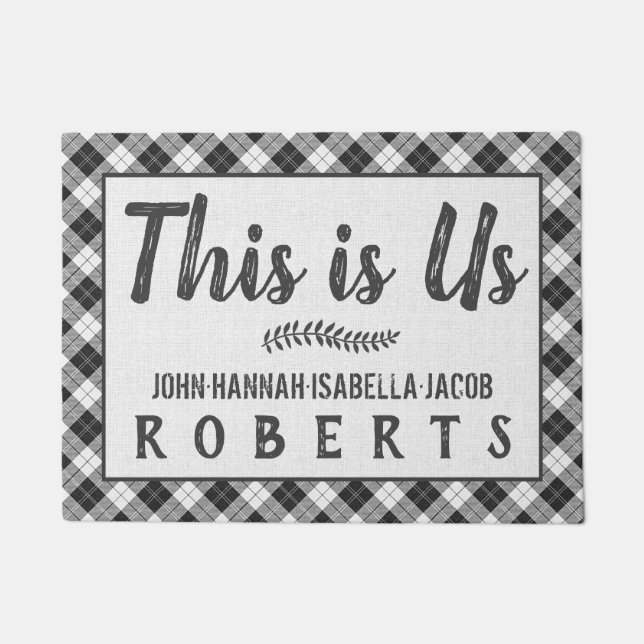 Paillasson C'est nous Black White Buffalo Check Plaid Custom (Devant)