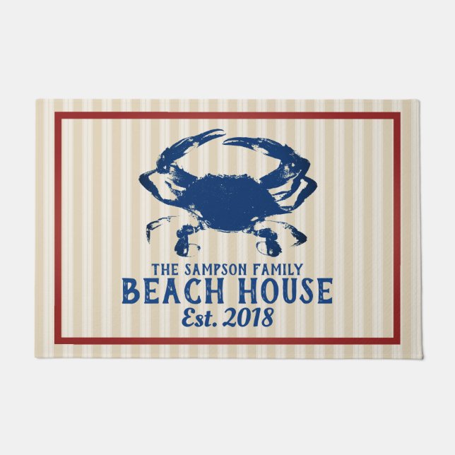 Paillasson Chambre nautique de crabe bleu et de plage de (Devant)