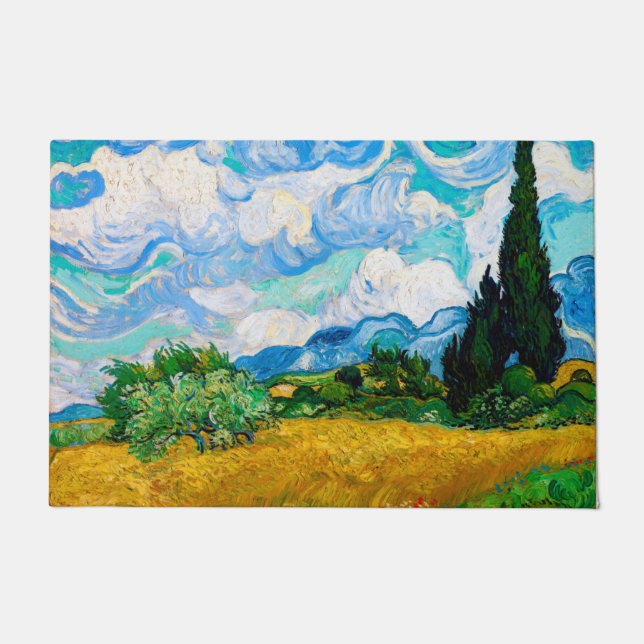 Paillasson Champ de blé avec Cyprès, Van Gogh (Devant)