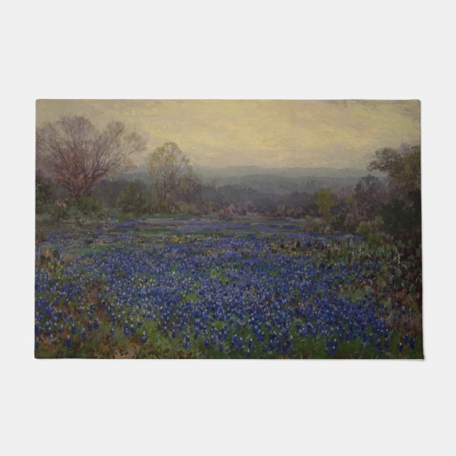 Paillasson Champ de fleurs de bleuets (paysage rural) (Devant)