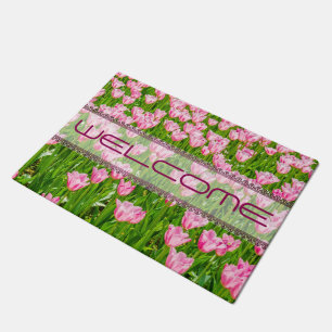 Paillasson Champ des fleurs roses de tulipe