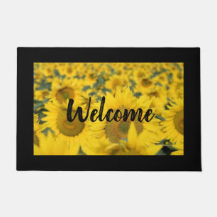 Paillasson Champ jaune de tournesols Photographie Bienvenue