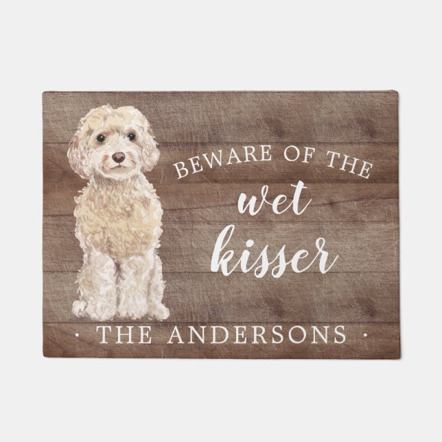 Paillasson Champagne Cockapoo Chien Mat de Porte Personnalisé (Devant)