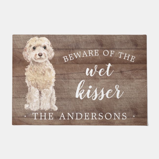Paillasson Champagne Cockapoo Chien Mat de Porte Personnalisé (Devant)