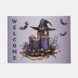 Paillasson Chandelles violettes d'Halloween chauves-souris Éf