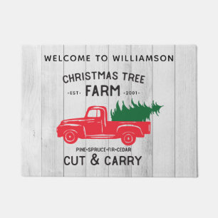 Paillasson Chariot Vintage de Noël personnalisé