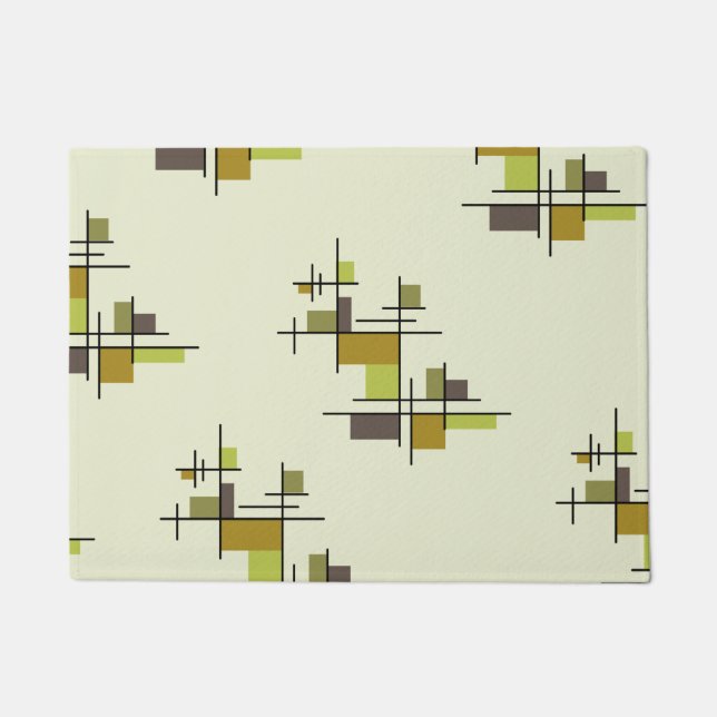 Paillasson Chartreuse géométrique moderne du milieu du siècle (Devant)