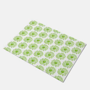 Paillasson Chartreuse Green Daisy Print, Hippie Flower Print
