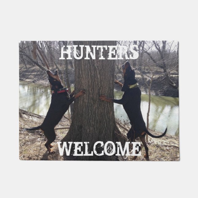 Paillasson Chasseurs Bienvenue Coonhounds Trees (Devant)
