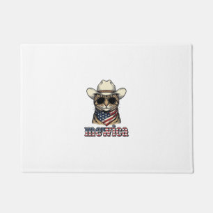 Paillasson Chat Cowboy Patriotique Mewica Design Vector Vinta