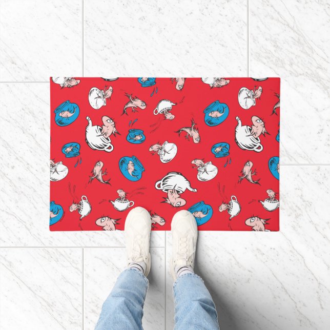 Paillasson Chat Dans Le Casquette | Le Motif rouge poisson (Intérieur)