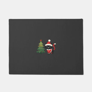 Paillasson Chat de Noël Santa Arbre Vecteur