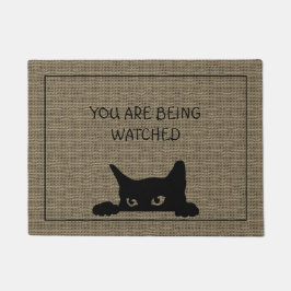 Paillasson Chat drôle Rustique Faux Burlap Porte Mat