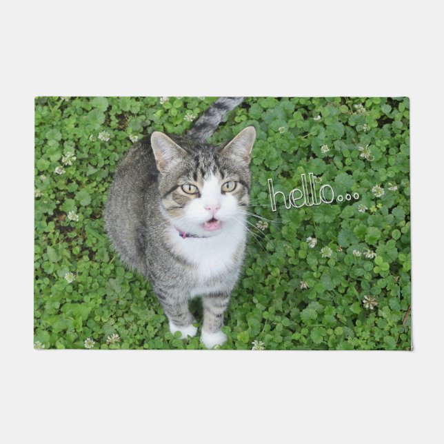 Paillasson Chat en Clover dire bonjour (Devant)