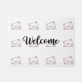 Paillasson Chat Mignon qui Apparaît Bienvenue