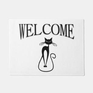 Paillasson Chat noir maigre fantaisiste de bienvenue