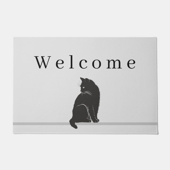 Paillasson Chat noir Silhouette Noir ACCUEIL gris (Devant)