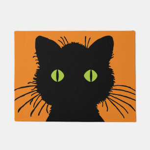 Paillasson Chat noir surdimensionné avec yeux verts bulles