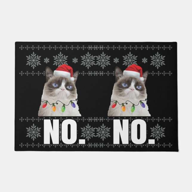 Paillasson Chat Non Grumpy Xmas Chats Pas De Vilains Cadeaux  (Devant)