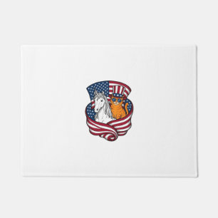 Paillasson Chat patriotique et licorne vintage vector design_