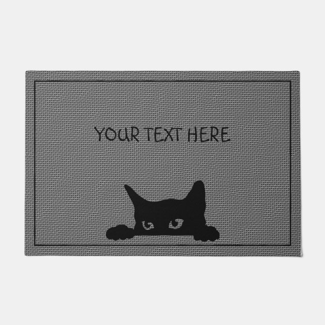 Paillasson Chat personnalisé Grand Porte | Gris et noir (Devant)