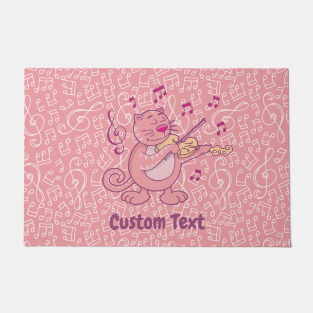 Paillasson Chat rose avec natte de violon (Devant)