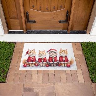 Paillasson Chat Sibérien Costume de Noël Chapeau de Père Noël