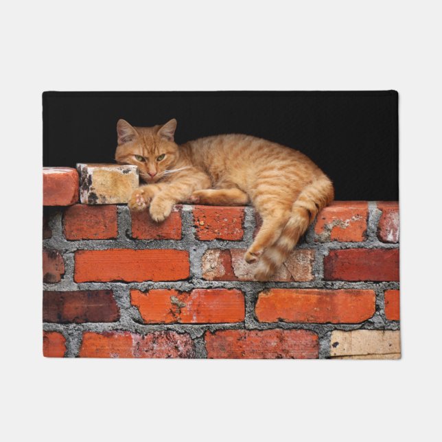 Paillasson Chat sur mur de brique (Devant)