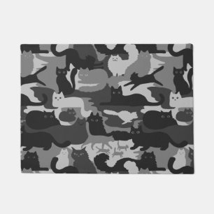 Paillasson Chats Camouflés Gris Motif Chats Kitty Gris Camo