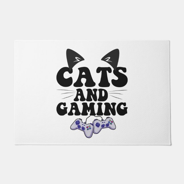 Paillasson Chats Et Jeu Drôle Chat Animateur De Jeux (Devant)