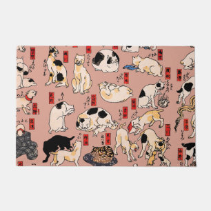 Paillasson chats japonais Ukiyo-e Funny kitty