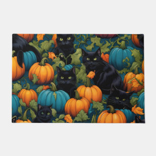 Paillasson Chats noirs en citrouille, Halloween