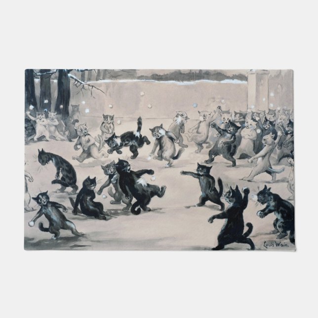 Paillasson Chats Snowball Combat, Louis Wain (Devant)