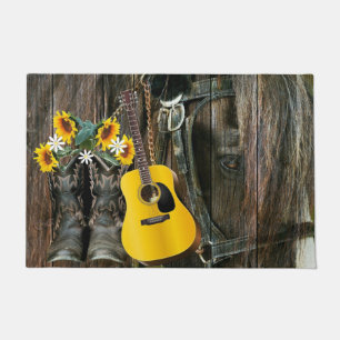 Paillasson Chaussures de cowboy du Western Horse Guitar Sunfl