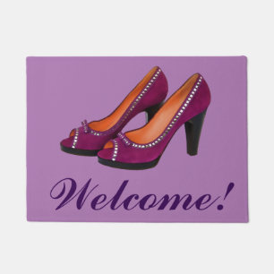 Paillasson Chaussures violettes haut talon de bienvenue mode