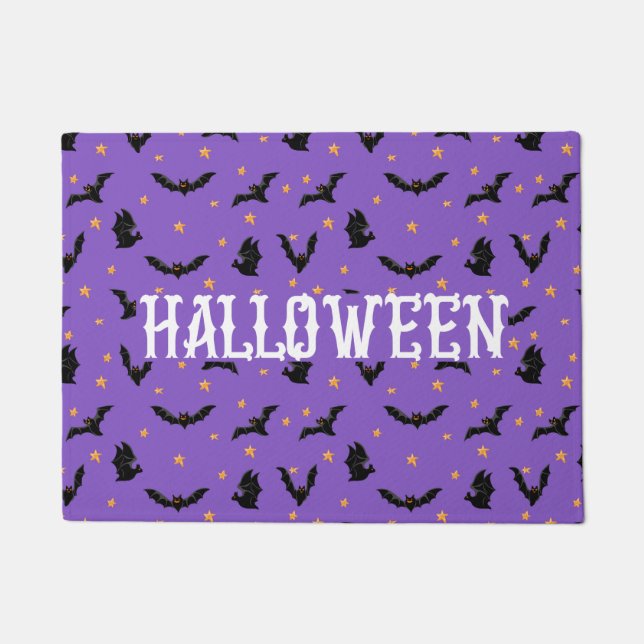 Paillasson Chauves-souris volantes Halloween violet (Devant)