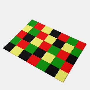 Paillasson Chèques rouges, jaunes, noirs et verts
