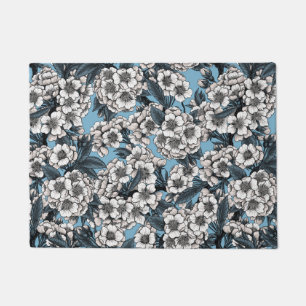 Paillasson Cherry blossom in white and blue
