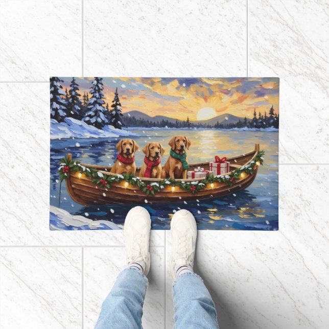 Paillasson Chesapeake Bay Retriever Christmas Boat Holiday (Intérieur)