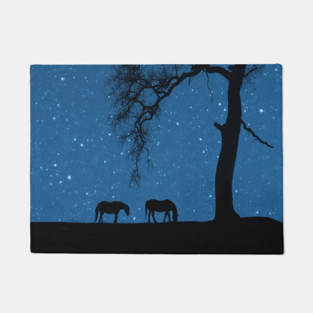 Paillasson Cheval mignon et Mat de nuit étoilé (Devant)