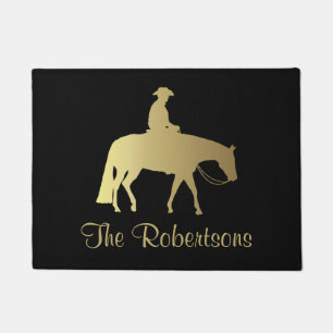 Paillasson Cheval occidental d'or de plaisir sur le noir