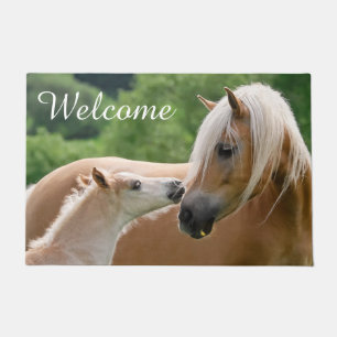 Paillasson Chevaux poulain de Haflinger et photo de baiser de