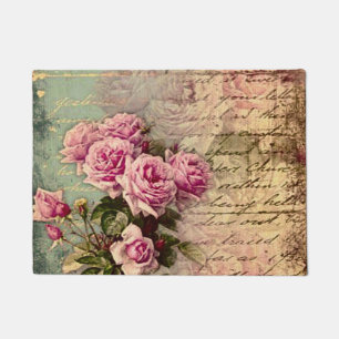 Paillasson chic country français, chic shabby, roses roses r