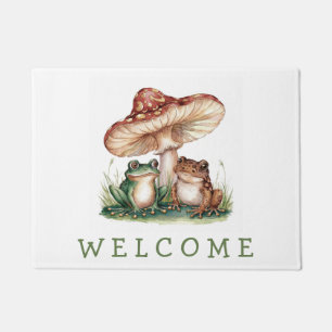 Paillasson Chic Cute Frog & Champignons Personnalisé Bienvenu